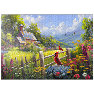Darstellung des Puzzle Motivs puzzleplate Cardinals in the Garden 1000 Puzzle