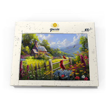 Darstellung des Puzzle Motivs Cardinals in the Garden 100 Puzzle Schachtel Ansicht3