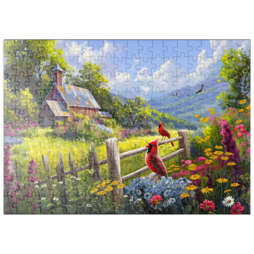 Darstellung des Puzzle Motivs puzzleplate Cardinals in the Garden 200 Puzzle