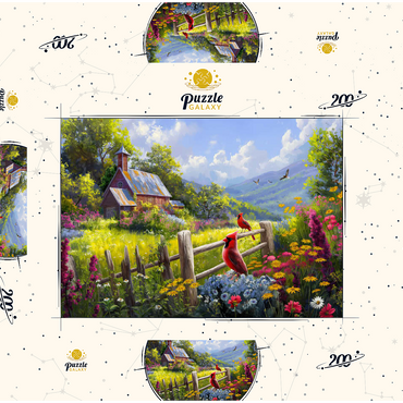 Darstellung des Puzzle Motivs Cardinals in the Garden 200 Puzzle Schachtel 3D Modell