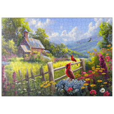 Darstellung des Puzzle Motivs puzzleplate Cardinals in the Garden 500 Puzzle