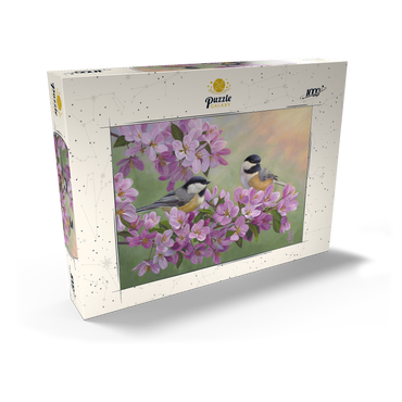 Darstellung des Puzzle Motivs Spring Glow Chickadees 1000 Puzzle Schachtel Ansicht2