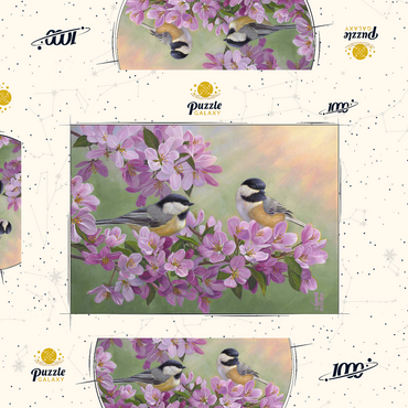 Darstellung des Puzzle Motivs Spring Glow Chickadees 1000 Puzzle Schachtel 3D Modell