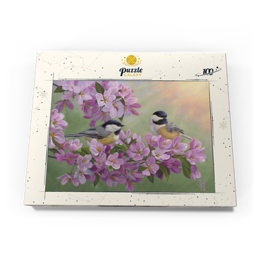 Darstellung des Puzzle Motivs Spring Glow Chickadees 100 Puzzle Schachtel Ansicht3