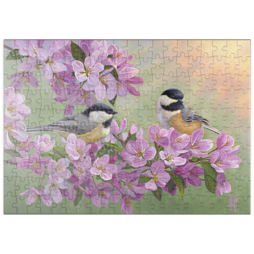 Darstellung des Puzzle Motivs puzzleplate Spring Glow Chickadees 200 Puzzle