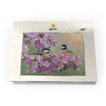Darstellung des Puzzle Motivs Spring Glow Chickadees 500 Puzzle Schachtel Ansicht3