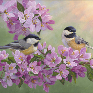 Darstellung des Puzzle Motivs Spring Glow Chickadees 500 Puzzle 3D Modell