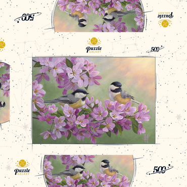 Darstellung des Puzzle Motivs Spring Glow Chickadees 500 Puzzle Schachtel 3D Modell
