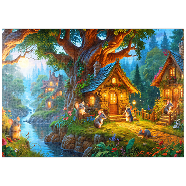 Darstellung des Puzzle Motivs puzzleplate Mice Cottage Retreat 1000 Puzzle