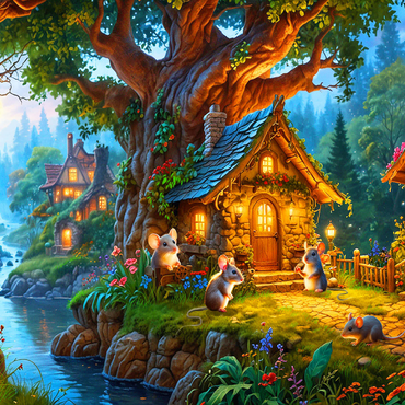 Darstellung des Puzzle Motivs Mice Cottage Retreat 1000 Puzzle 3D Modell