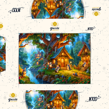 Darstellung des Puzzle Motivs Mice Cottage Retreat 1000 Puzzle Schachtel 3D Modell