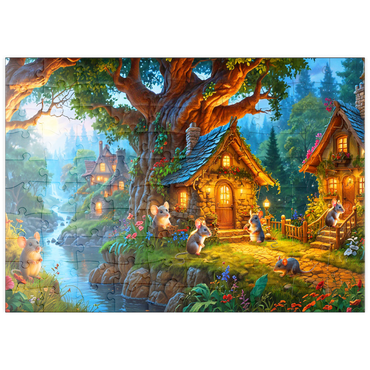 Darstellung des Puzzle Motivs puzzleplate Mice Cottage Retreat 100 Puzzle