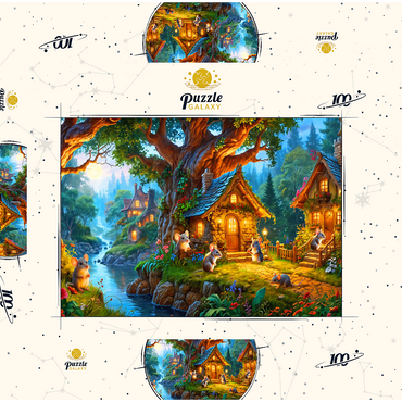 Darstellung des Puzzle Motivs Mice Cottage Retreat 100 Puzzle Schachtel 3D Modell