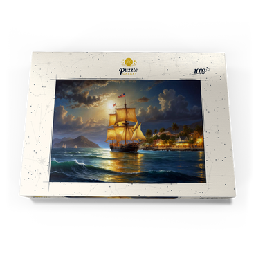 Darstellung des Puzzle Motivs Ship Harbor Scene 1000 Puzzle Schachtel Ansicht3