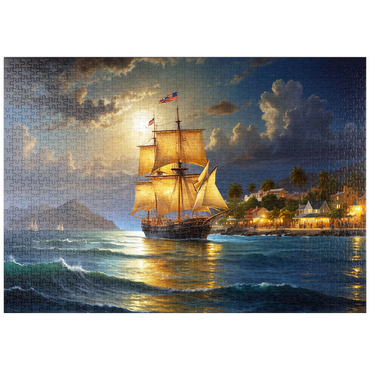 Darstellung des Puzzle Motivs puzzleplate Ship Harbor Scene 1000 Puzzle