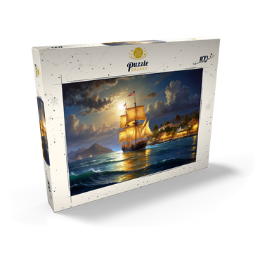 Darstellung des Puzzle Motivs Ship Harbor Scene 100 Puzzle Schachtel Ansicht2