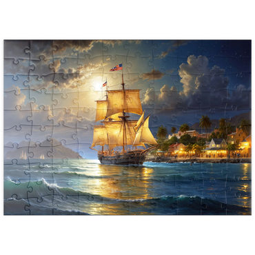 Darstellung des Puzzle Motivs puzzleplate Ship Harbor Scene 100 Puzzle