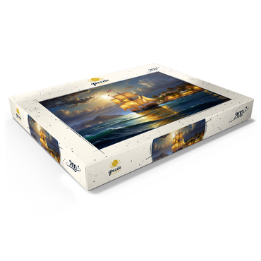 Darstellung des Puzzle Motivs Ship Harbor Scene 200 Puzzle Schachtel Ansicht1