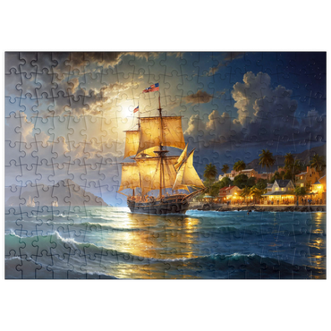 Darstellung des Puzzle Motivs puzzleplate Ship Harbor Scene 200 Puzzle