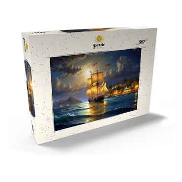 Darstellung des Puzzle Motivs Ship Harbor Scene 500 Puzzle Schachtel Ansicht2