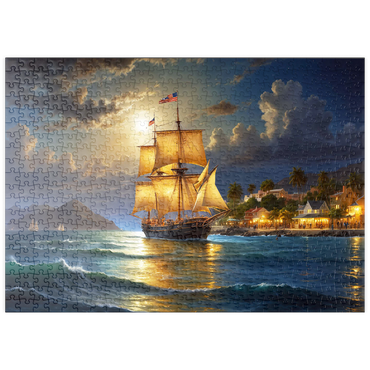 Darstellung des Puzzle Motivs puzzleplate Ship Harbor Scene 500 Puzzle