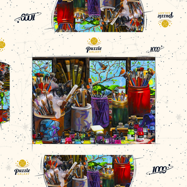 Darstellung des Puzzle Motivs Art Studio 1000 Puzzle Schachtel 3D Modell