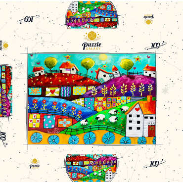 Darstellung des Puzzle Motivs Country life 100 Puzzle Schachtel 3D Modell