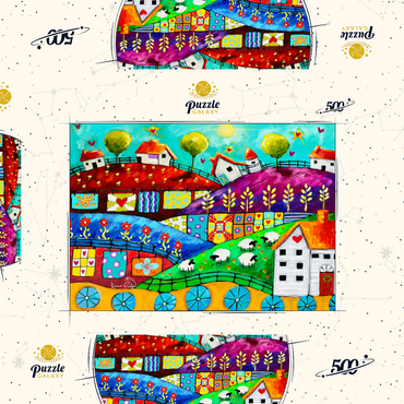 Darstellung des Puzzle Motivs Country life 500 Puzzle Schachtel 3D Modell