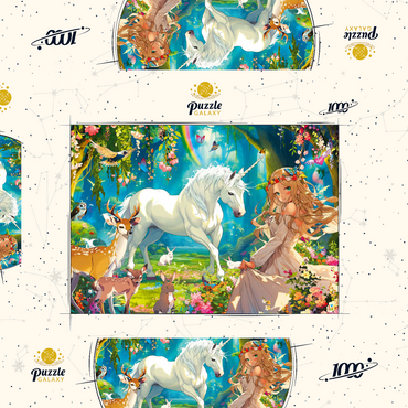 Darstellung des Puzzle Motivs Fairy and Unicorn 1000 Puzzle Schachtel 3D Modell
