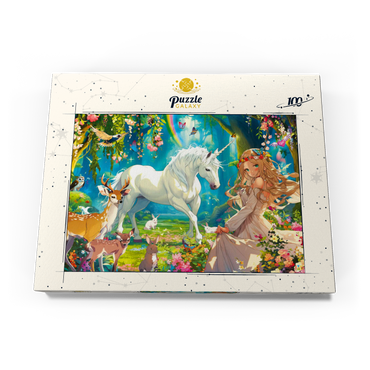 Darstellung des Puzzle Motivs Fairy and Unicorn 100 Puzzle Schachtel Ansicht3