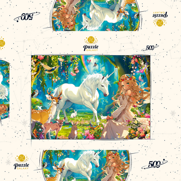 Darstellung des Puzzle Motivs Fairy and Unicorn 500 Puzzle Schachtel 3D Modell