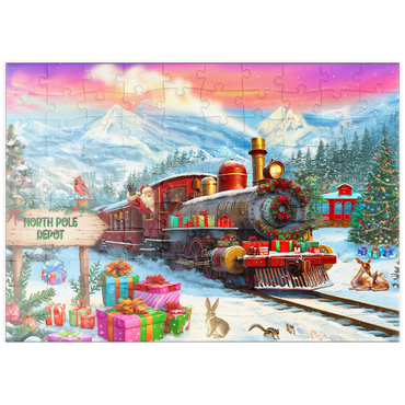 Darstellung des Puzzle Motivs puzzleplate Santa Train 100 Puzzle