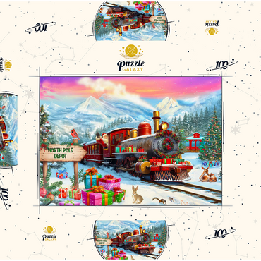 Darstellung des Puzzle Motivs Santa Train 100 Puzzle Schachtel 3D Modell