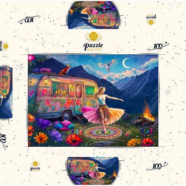 Darstellung des Puzzle Motivs Flower Power 100 Puzzle Schachtel 3D Modell