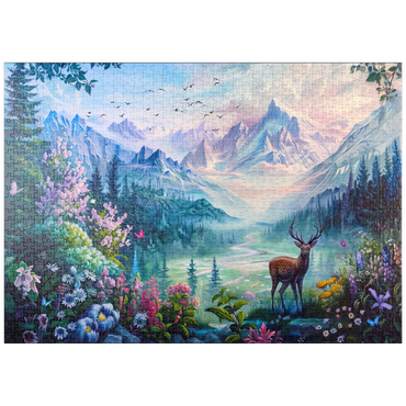 Darstellung des Puzzle Motivs puzzleplate Forest Deer 1000 Puzzle
