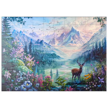 Darstellung des Puzzle Motivs puzzleplate Forest Deer 100 Puzzle