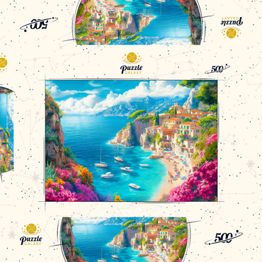 Darstellung des Puzzle Motivs Summer Coast 500 Puzzle Schachtel 3D Modell