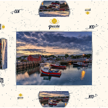 Darstellung des Puzzle Motivs Dawn in the Harbor 100 Puzzle Schachtel 3D Modell