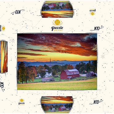 Darstellung des Puzzle Motivs Dawn in Peacham, VT 100 Puzzle Schachtel 3D Modell