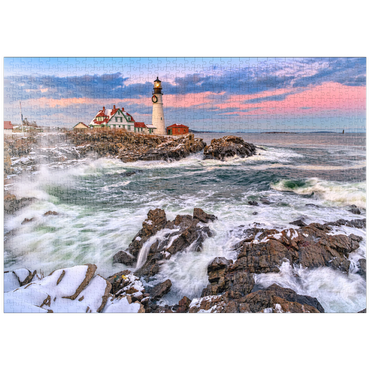 Darstellung des Puzzle Motivs puzzleplate Winter Sunset at Portland Head 1000 Puzzle