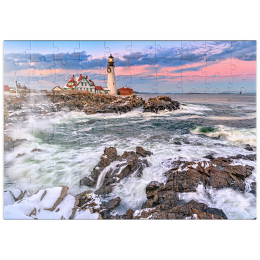 Darstellung des Puzzle Motivs puzzleplate Winter Sunset at Portland Head 100 Puzzle