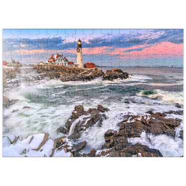 Darstellung des Puzzle Motivs puzzleplate Winter Sunset at Portland Head 200 Puzzle