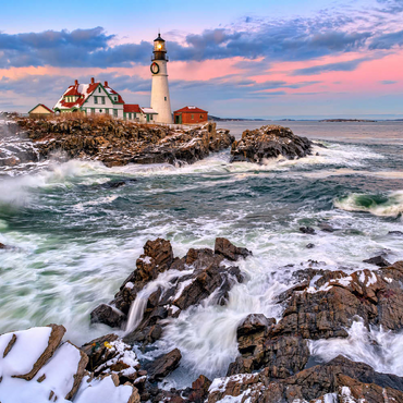 Darstellung des Puzzle Motivs Winter Sunset at Portland Head 200 Puzzle 3D Modell