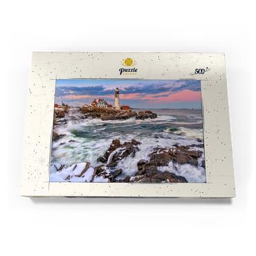 Darstellung des Puzzle Motivs Winter Sunset at Portland Head 500 Puzzle Schachtel Ansicht3