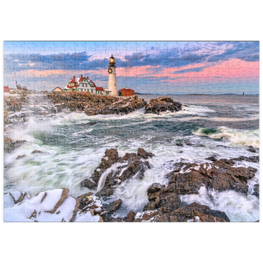 Darstellung des Puzzle Motivs puzzleplate Winter Sunset at Portland Head 500 Puzzle