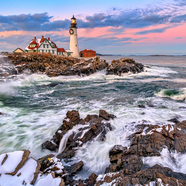 Darstellung des Puzzle Motivs Winter Sunset at Portland Head 500 Puzzle 3D Modell
