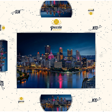 Darstellung des Puzzle Motivs Pittsburgh Twilight 100 Puzzle Schachtel 3D Modell
