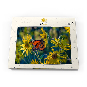 Darstellung des Puzzle Motivs The Monarch and the Sunflower 100 Puzzle Schachtel Ansicht3