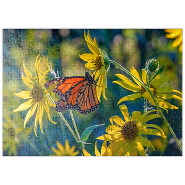 Darstellung des Puzzle Motivs puzzleplate The Monarch and the Sunflower 200 Puzzle
