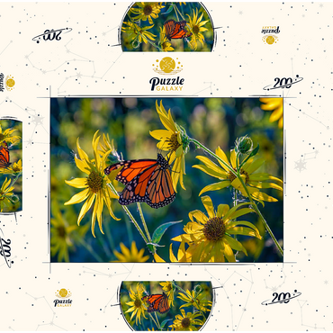 Darstellung des Puzzle Motivs The Monarch and the Sunflower 200 Puzzle Schachtel 3D Modell